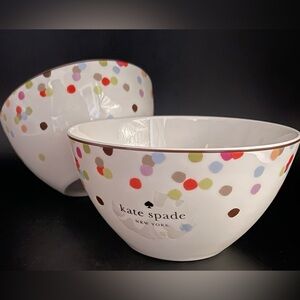 Kate Spade New York Confetti Dot Bowls Set of 2 Colorful Ceramic Dessert Bowls